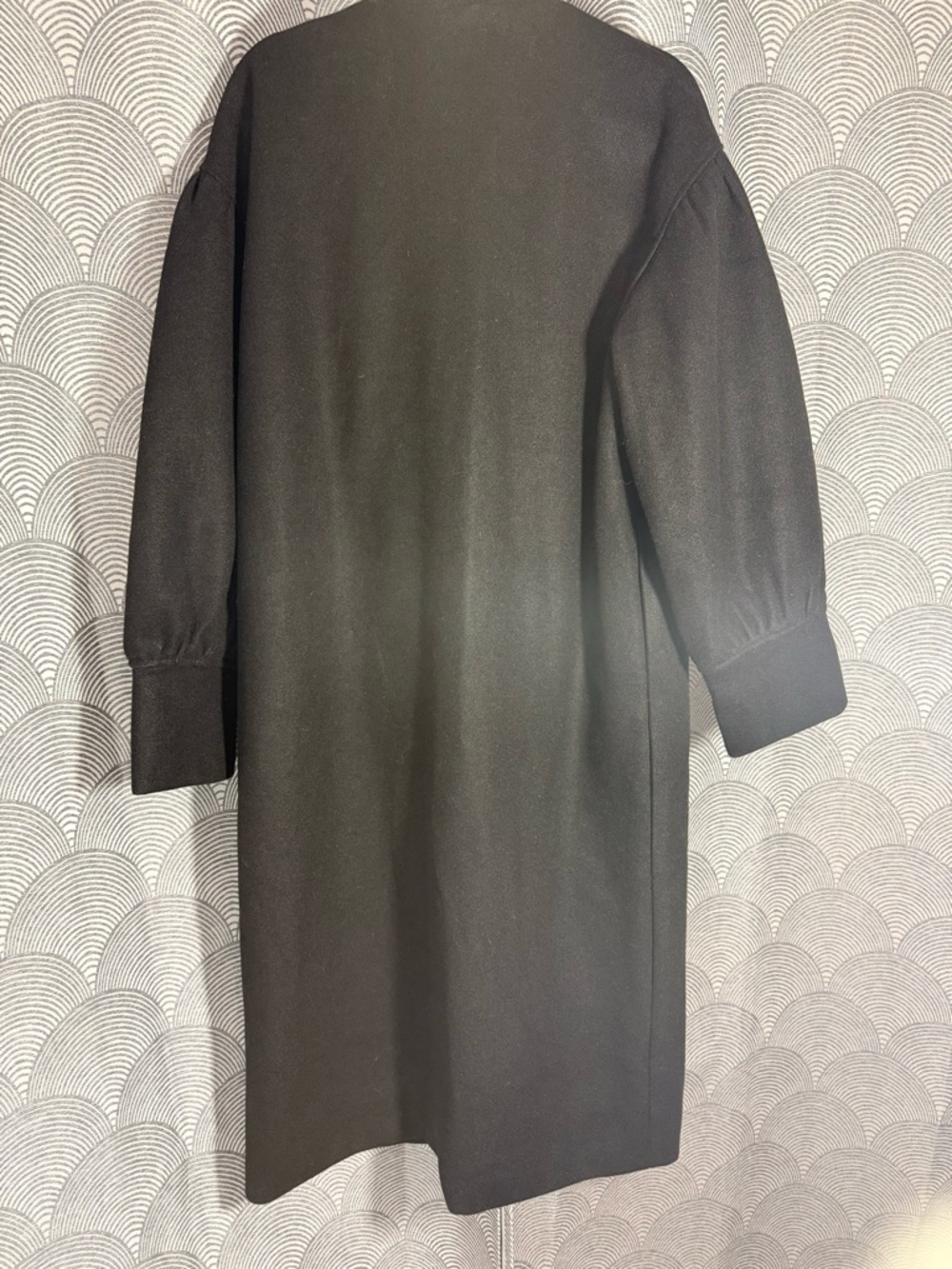 Black Long-Sleeve Ruffle-Front Coat - Picture 7 of 10